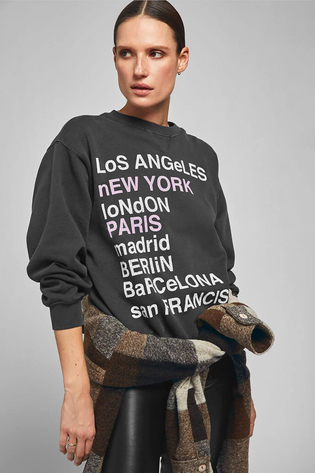 Anine Bing Love Sweatshirt In Charcoal at Storm