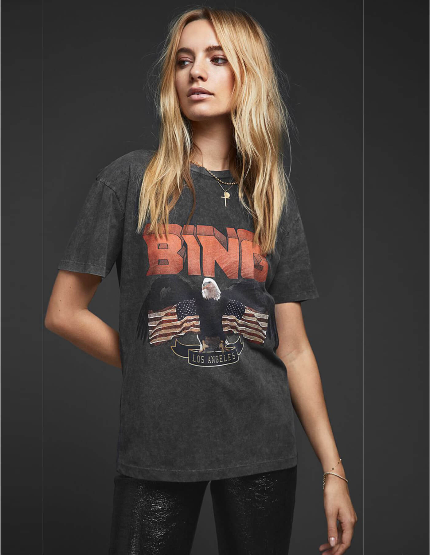 Anine Bing Eagle Vintage Bing Tshirt In Black at Storm Fashion