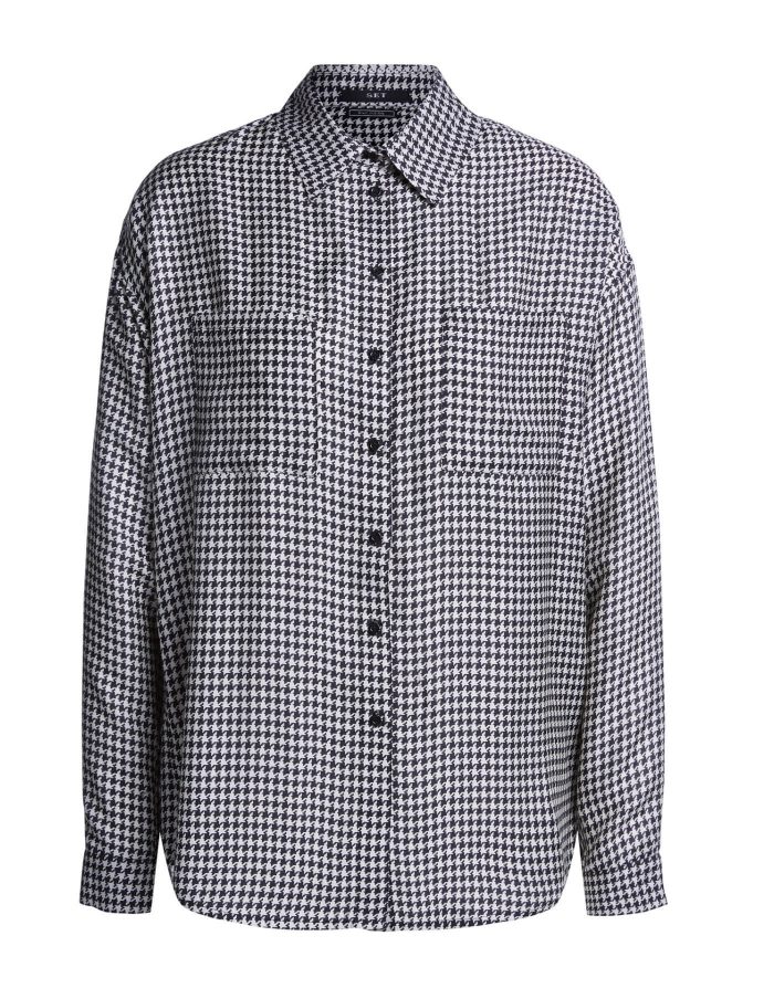 Set Fashion Houndstooth Shirt In Black And White at Storm Fashion