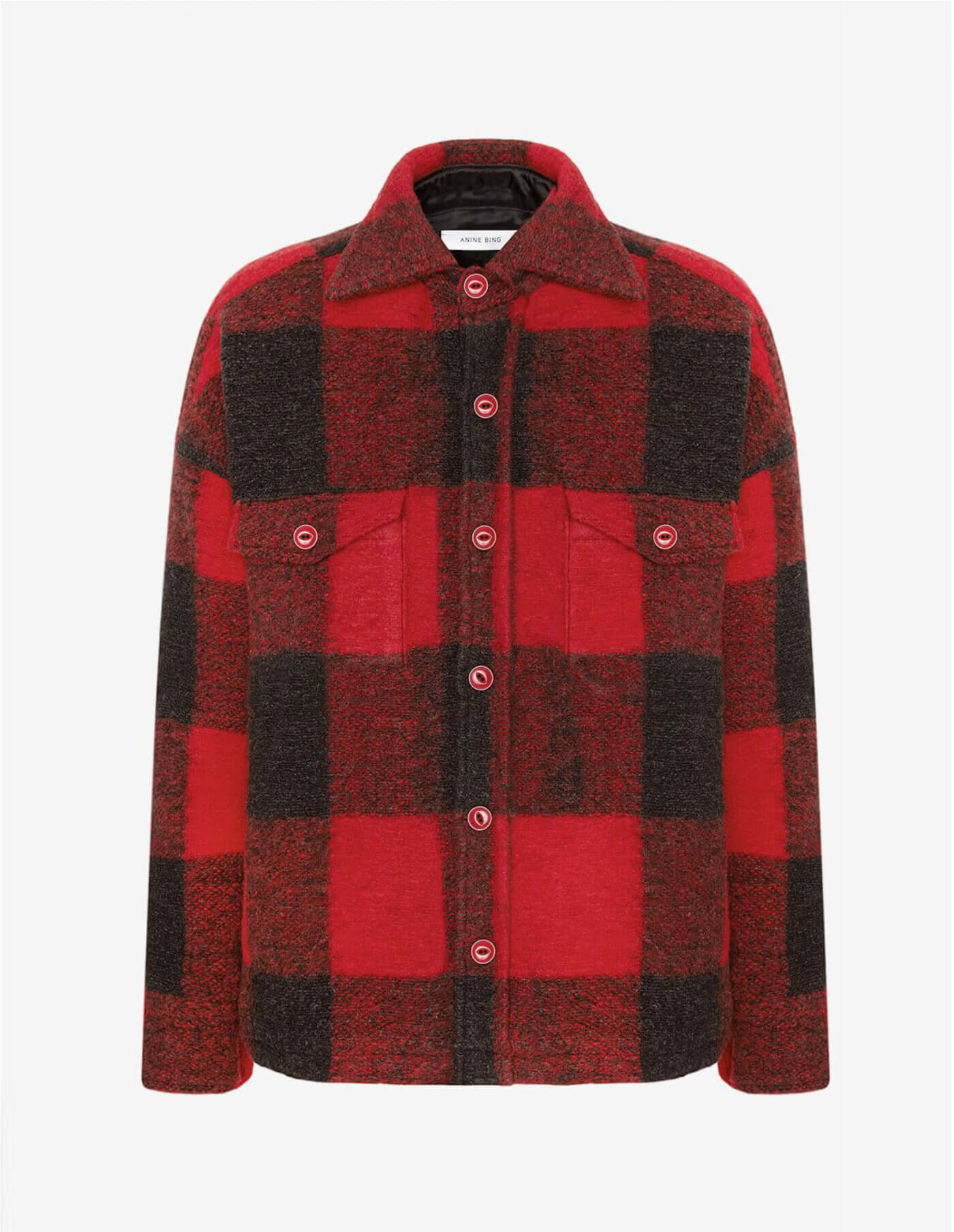 Anine Bing Bobbi Flannel Jacket In Red at Storm Fashion