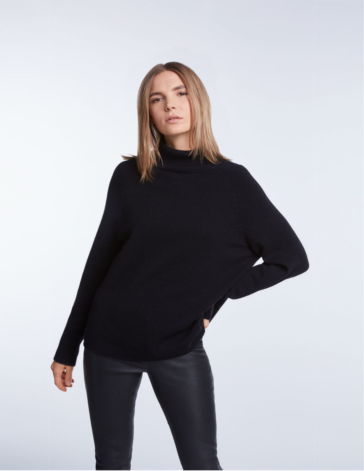 Set Oversized Roll Neck Sweatshirt In Black at Storm Fashion