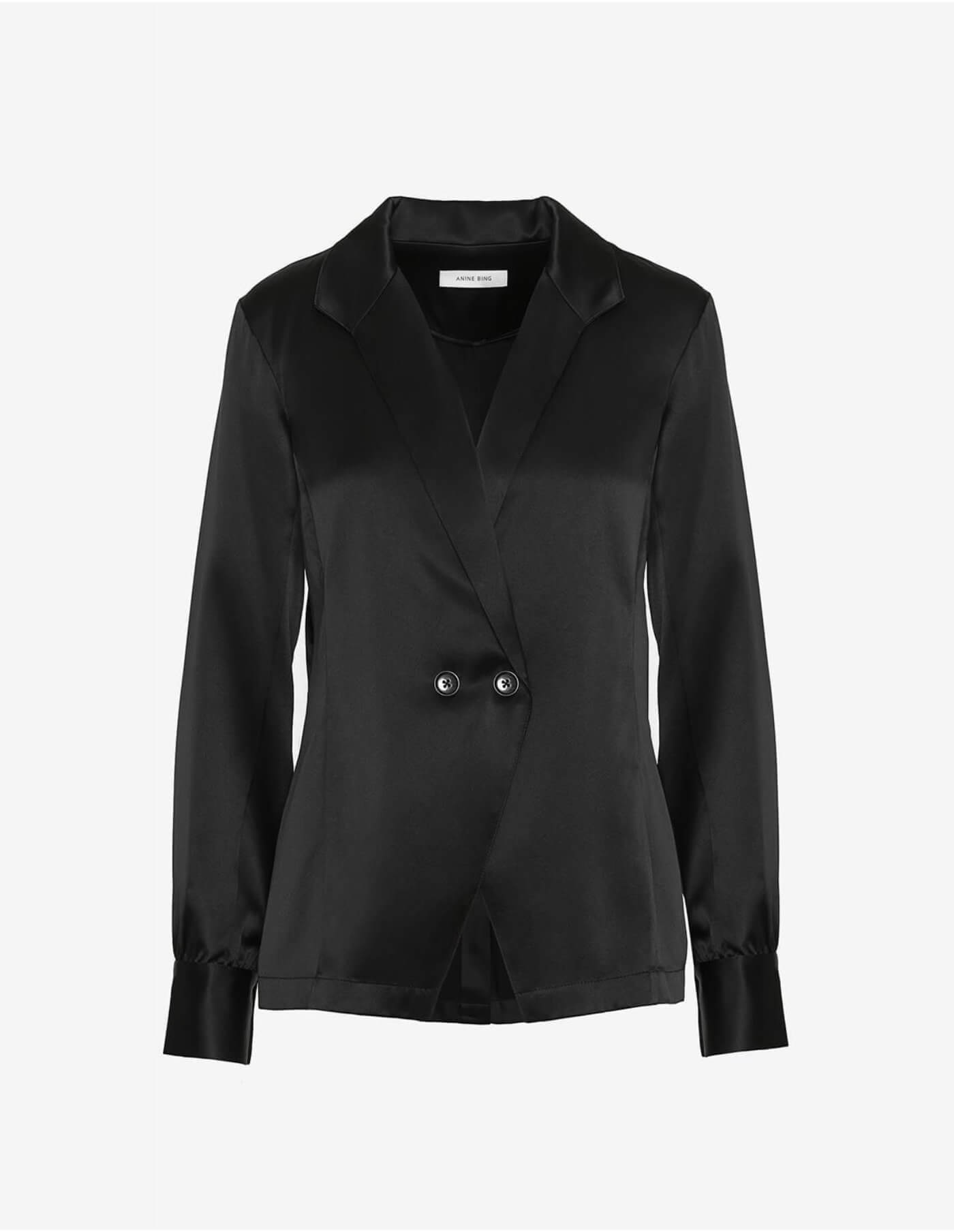 Anine Bing Isabella Blouse In Black at Storm Fashion
