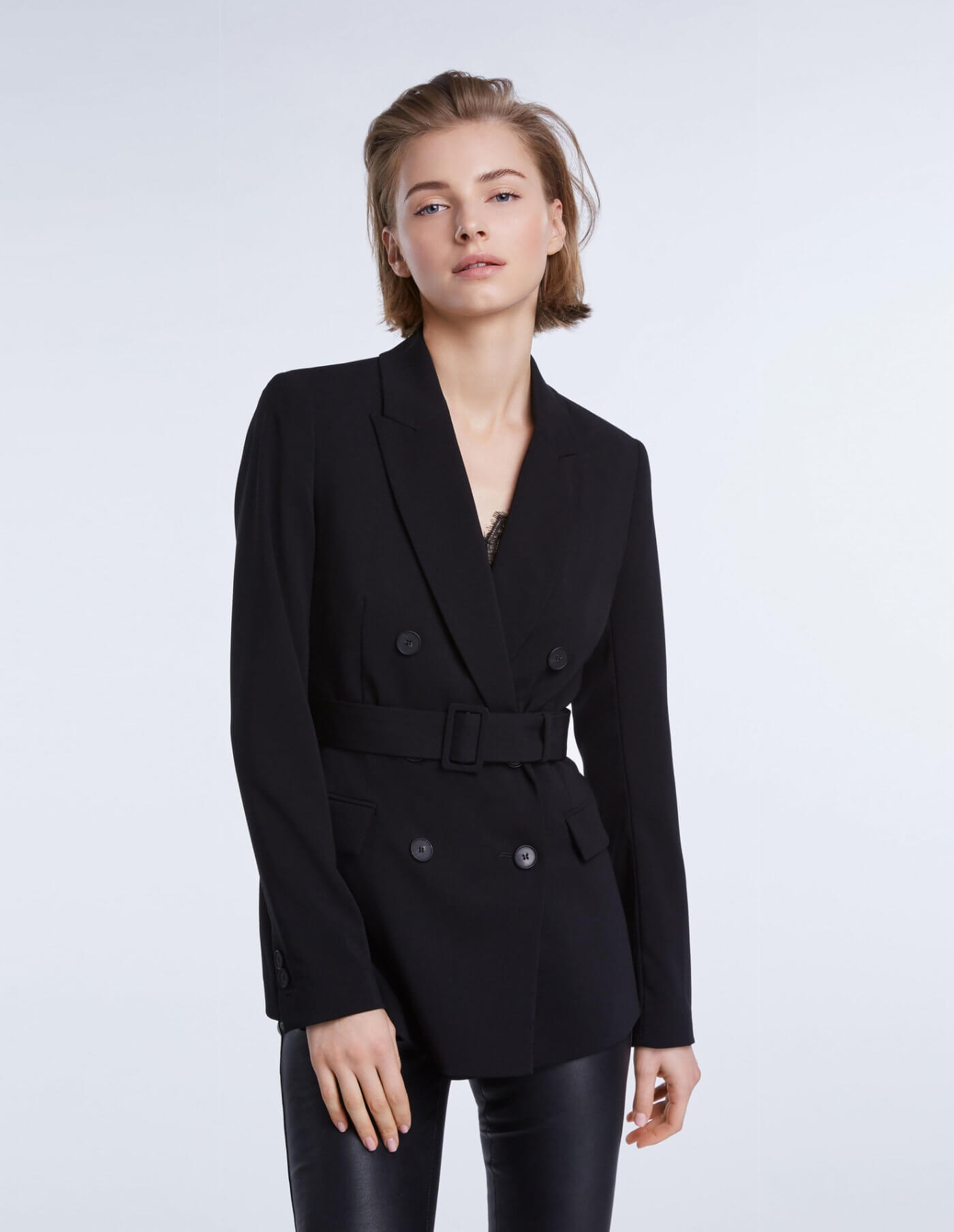 Set Double Breasted Blazer In Black at Storm Fashion
